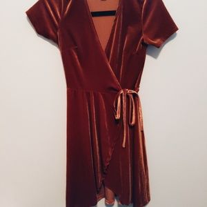 deep orange velvet dress